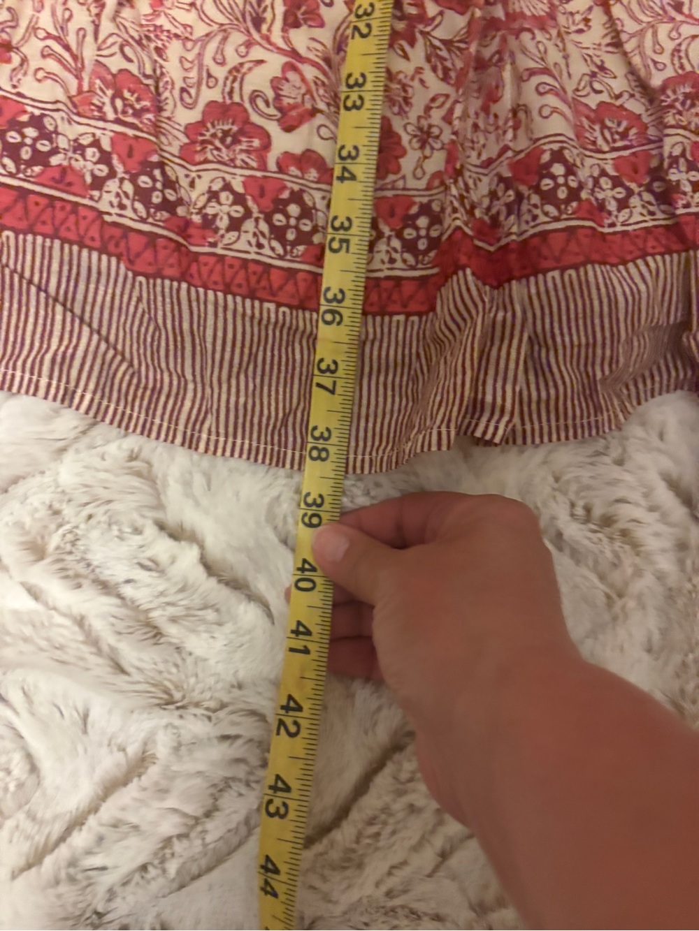 Anthropologie Cream and Pink Floral Short Sleeve Tunic w/pockets - Picture 6 of 7
